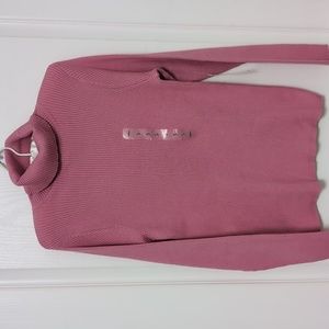 Kim Rogers Rose Pink Ribbed Turtleneck Sweater. Size Small. NEW
